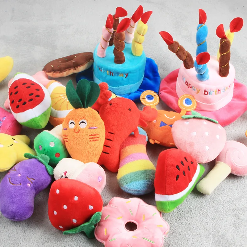 Pet Toys Plush Squeaky Toy Bite-Resistant Clean Dog Chew Puppy Training Toy Soft Banana Bone Vegetable Fruit Pet Supplies DC05 2