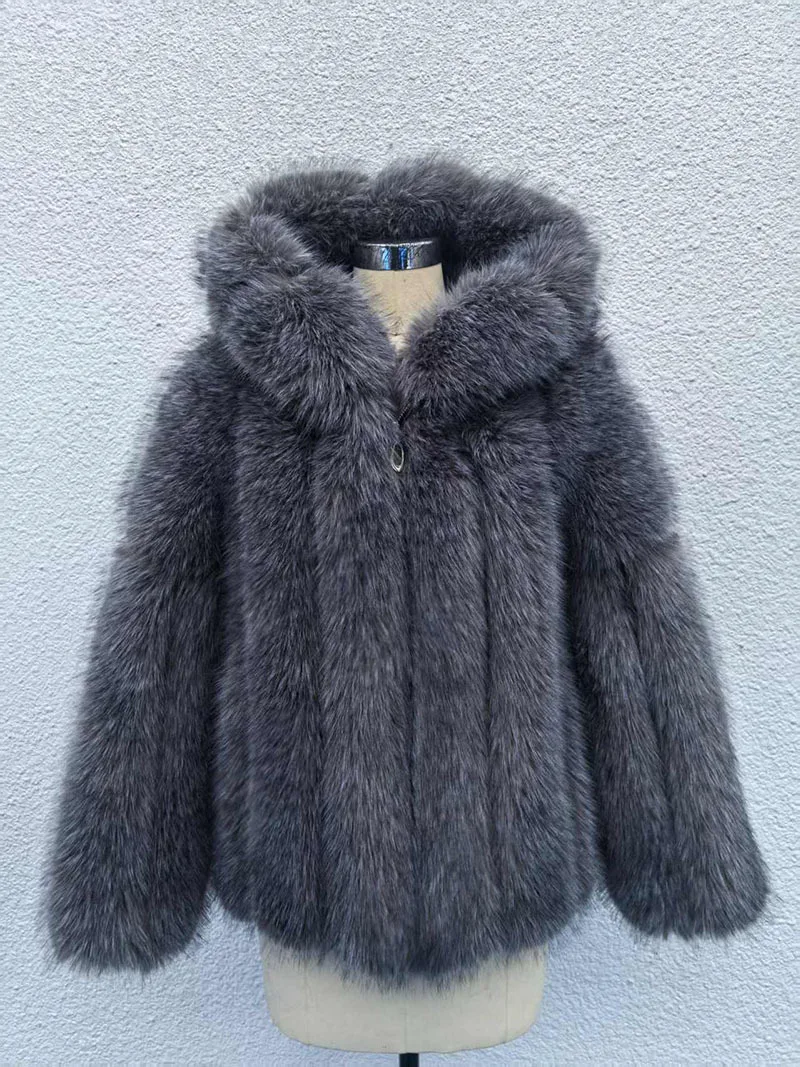 ZADORIN New Luxury Designer Faux Fur Coat Woman Hooded