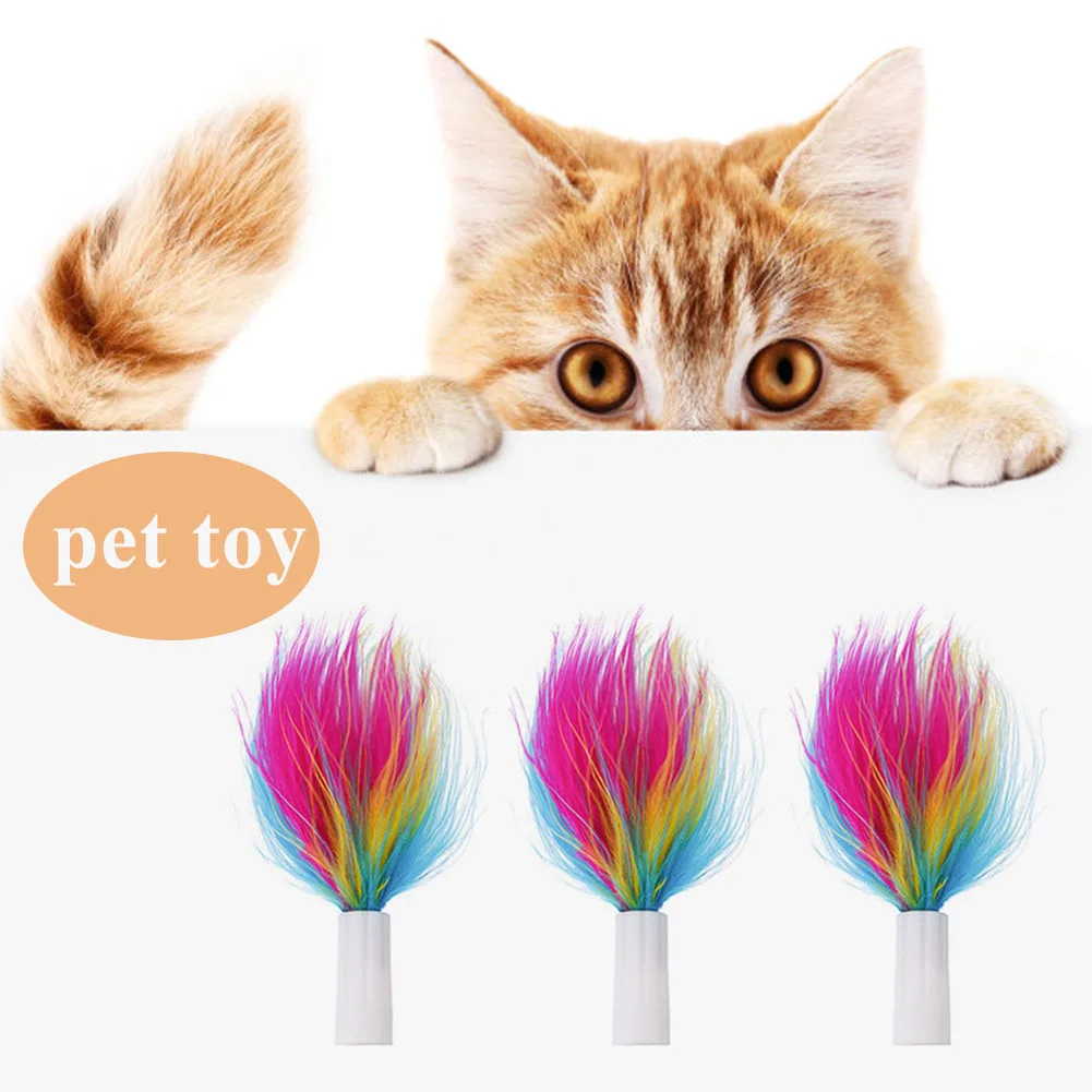 3pcs Cat Stick Feathers Accessories Automatic Stick Feathers Replacement Head Teaser Cat Toys Interactive Electric Cat Toys