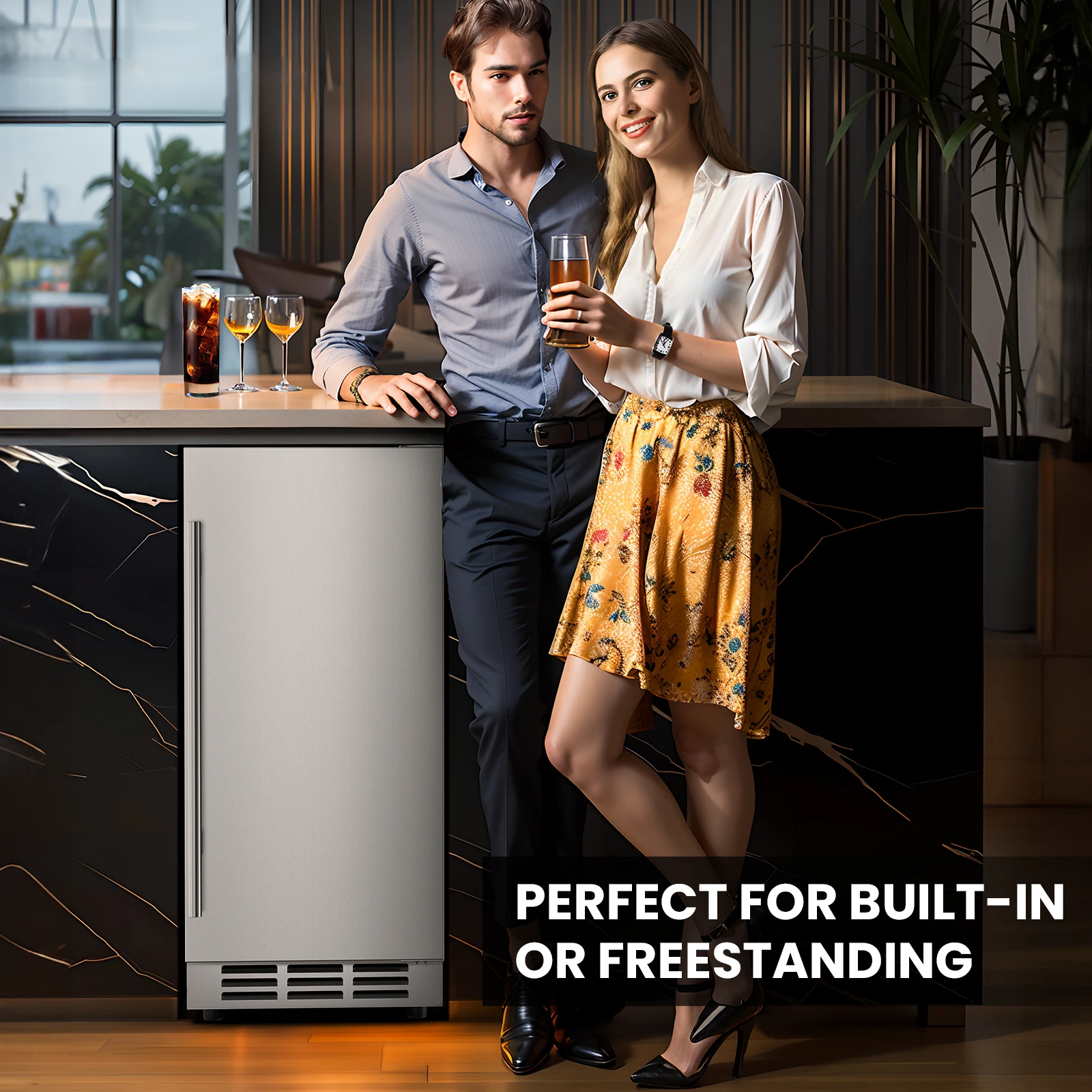 Outdoor Wine and Beverage Refrigerator Single & Dual Zone Wine Fridge Under Counter Beer Cooler Fridge Built-In Freestanding 6