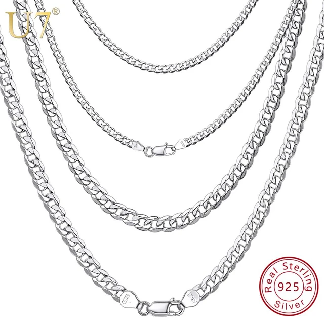 Zales Outlet Men's 7.0mm Curb Chain Necklace in Solid Sterling Silver - 22