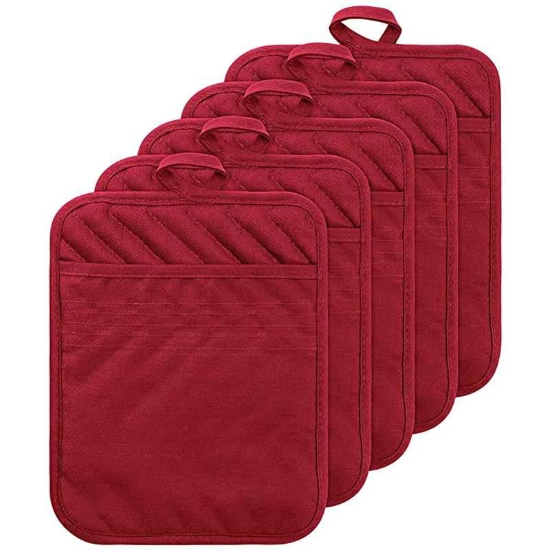 5 szt. uchwytów na garnki z kieszenią Bawełniany żaroodporny uchwyt na garnki Zmywalny piekarnik Uniwersalna podkładka pod gorącą podkładkę do codziennego pieczenia w kuchni Gotowanie