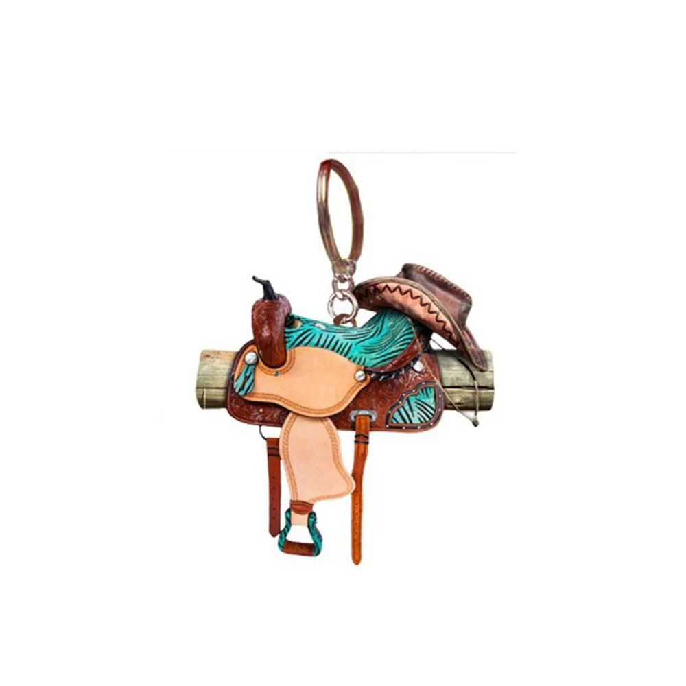Porte-clés Selle De Cheval En Acrylique - Pendentif Cowboy Western, 6 Cm, Pour Rétroviseur Ou Clés
