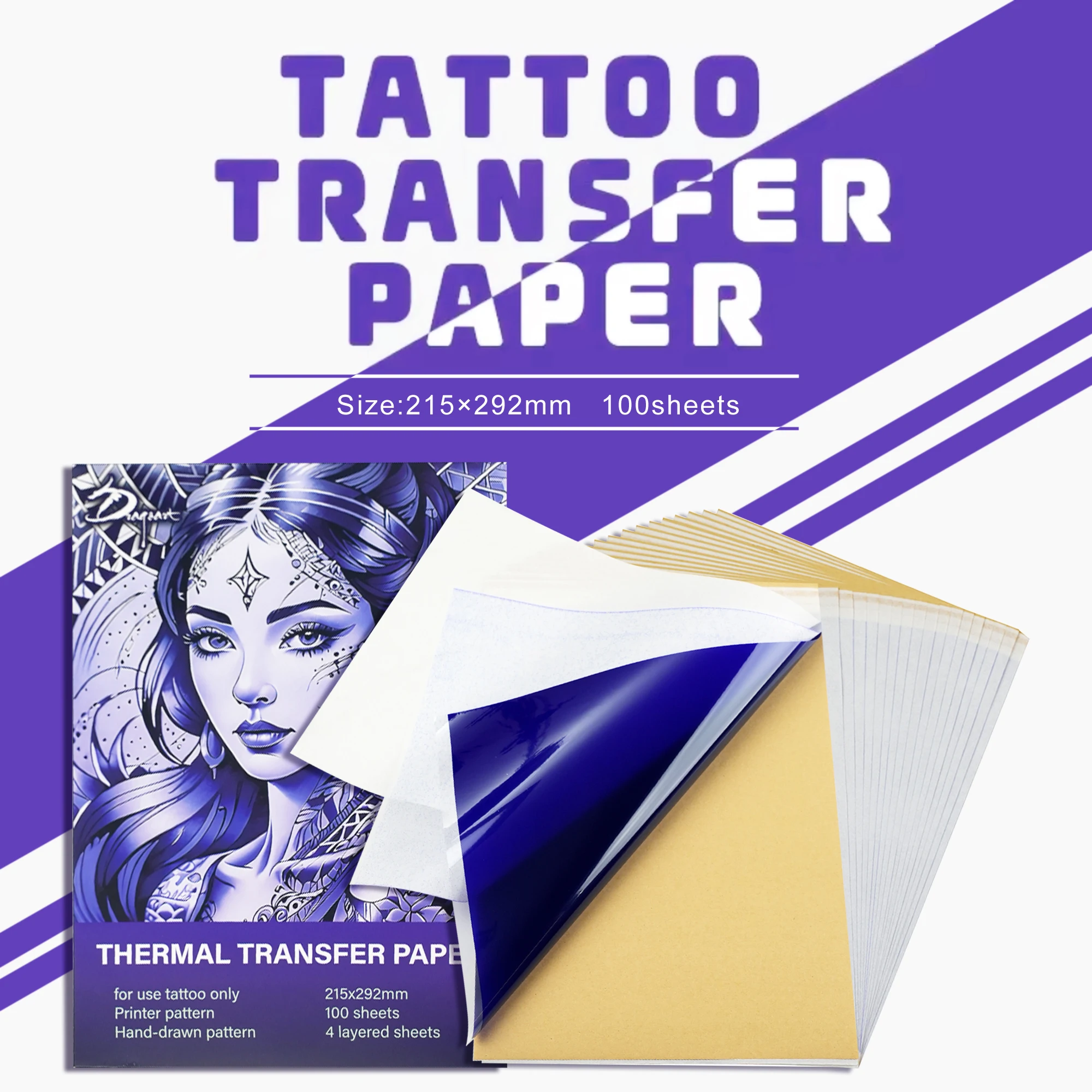 20/100pcs Tattoo Transfer Paper Carbon Thermal Stencil 4 Layered Sheet Tattoo Paper Copy Paper Tracing Paper for Tattoo Supplies - 2