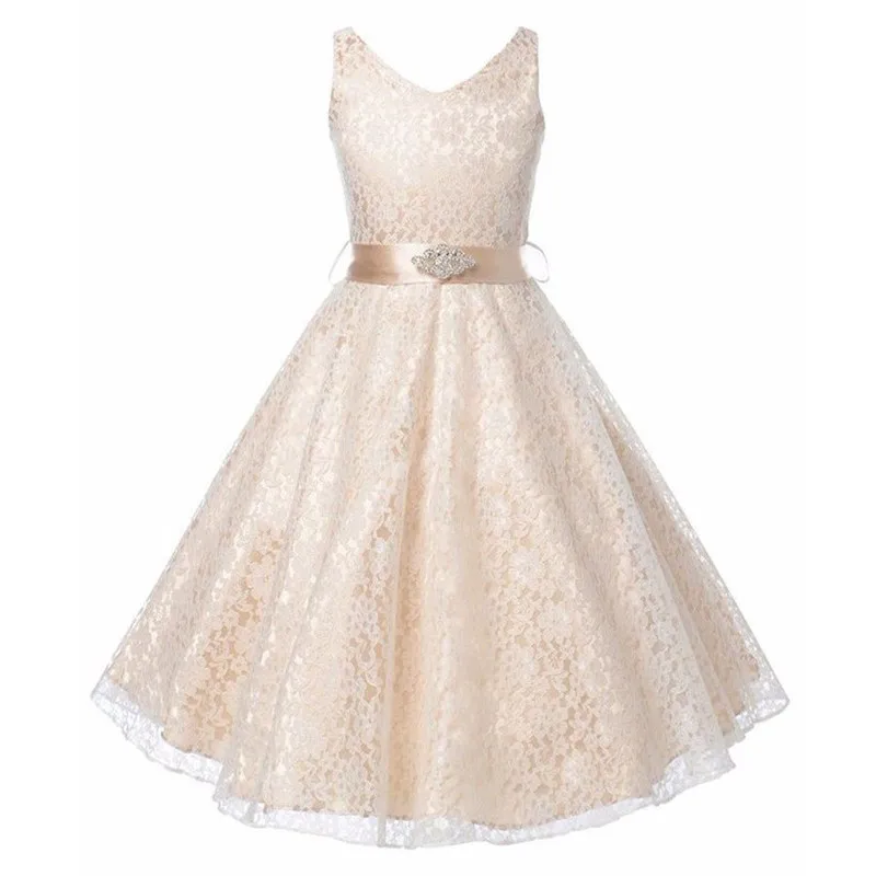Shiny Bling Flower Girl Dresses For Wedding Lace Applique Baby Birthday Party Dress Girls