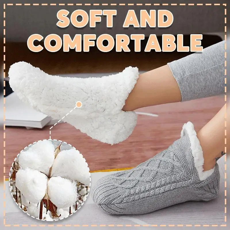 

Thermal Cashmere Socks Thickened Woven Floor Socks Winter Women's Carpet Home Socks Plus Velvet Thickening Socks Shoes