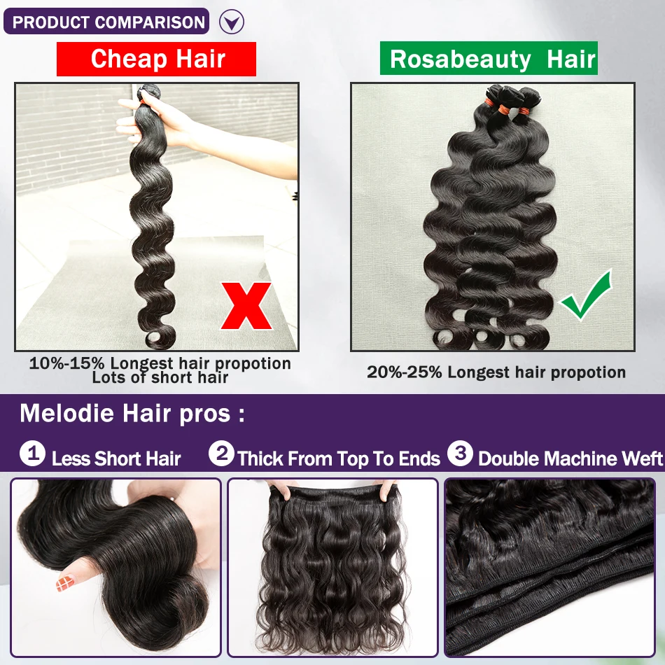 Human Hair Extensions 30 40 Inch Body Wave Brazilian Bundles 100% Human Hair 3 4 5 Bundles Natural