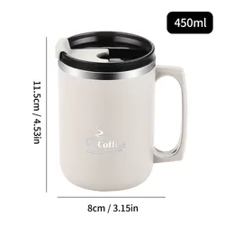 Enhanced Stainless Steel Insulated Travel Mug with Handle - Leakproof and Thermal Tumbler for Hot and Cold Beverages (White)