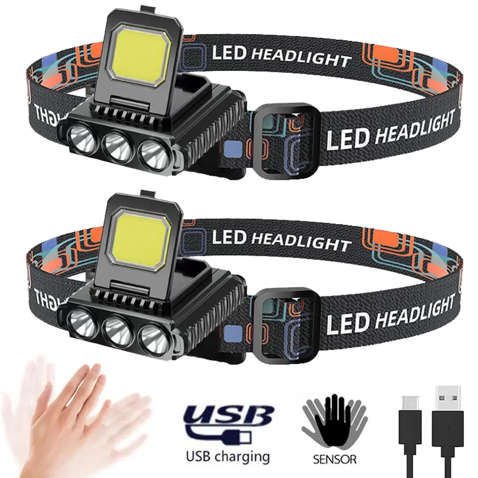 

Portable Sensing Headlight Type-C Charging Long Range LED COB Flashlight Outdoor Lighting Work Light for Outdoor Camping