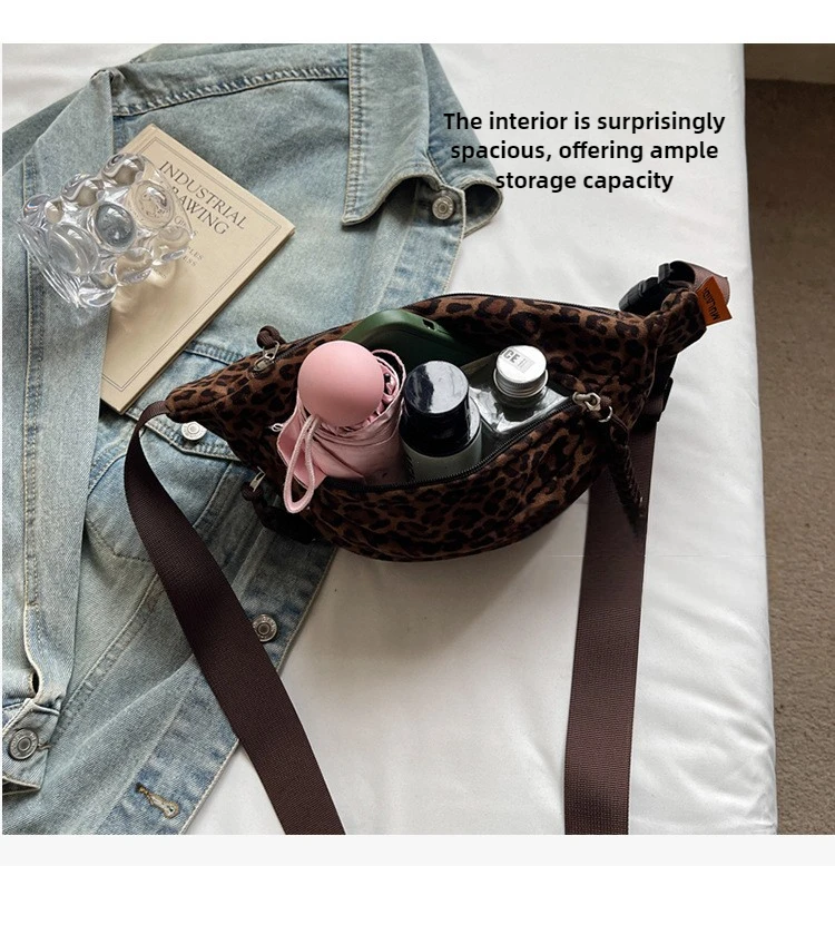 Women's Leopard Print Chest Bag, Autumn/Winter Fashion Crossbody Bag, Trendy Sporty Multifunctional Waist Bag Waist Packs bolsa