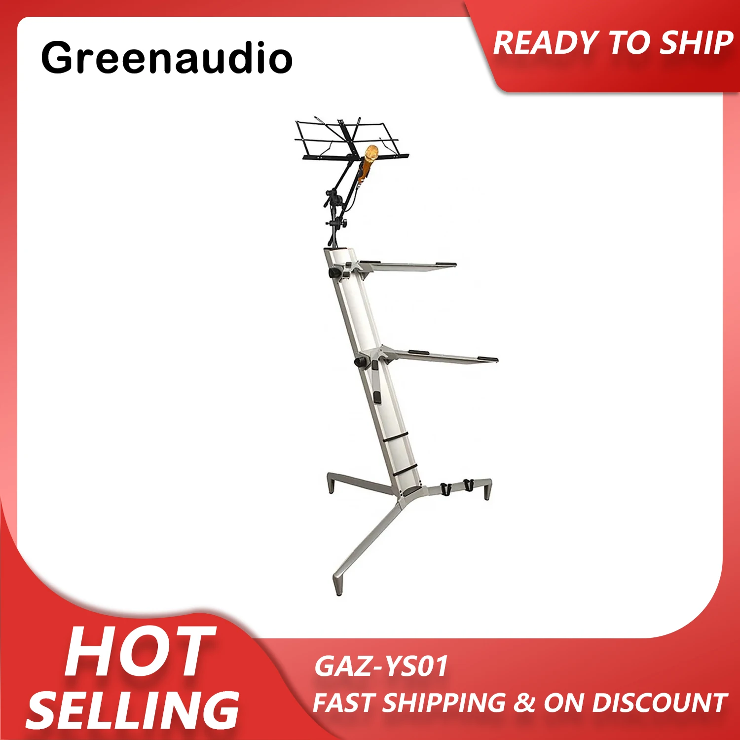 

GAZ-YS01 Professional Silver Music Aluminum Piano Stand With Keyboard Microphone Holder For Concert Singing Performance