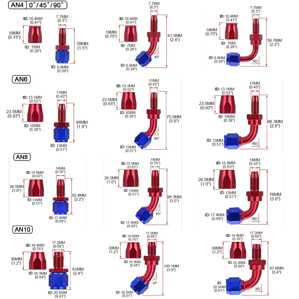 AN4/AN6/AN8/AN10/AN12 Universal Braided Oil Fuel Line Hose Kit CPE Oil Gas Stainless Steel Filler Feed Hose End Fitting Adapters fuel hose fuel gas hose