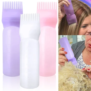 Bottiglia per applicatore pettine per radice di tintura per capelli da 120 ml Bottiglia riutilizzabile in plastica multicolore con strumenti per lo styling per parrucchieri in scala graduata 1