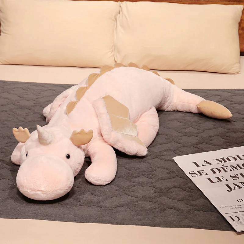 Giant White Dragon Plush Toy with Unicorn Horn and Wings - Cozy Hug and Nap Pillow Gift