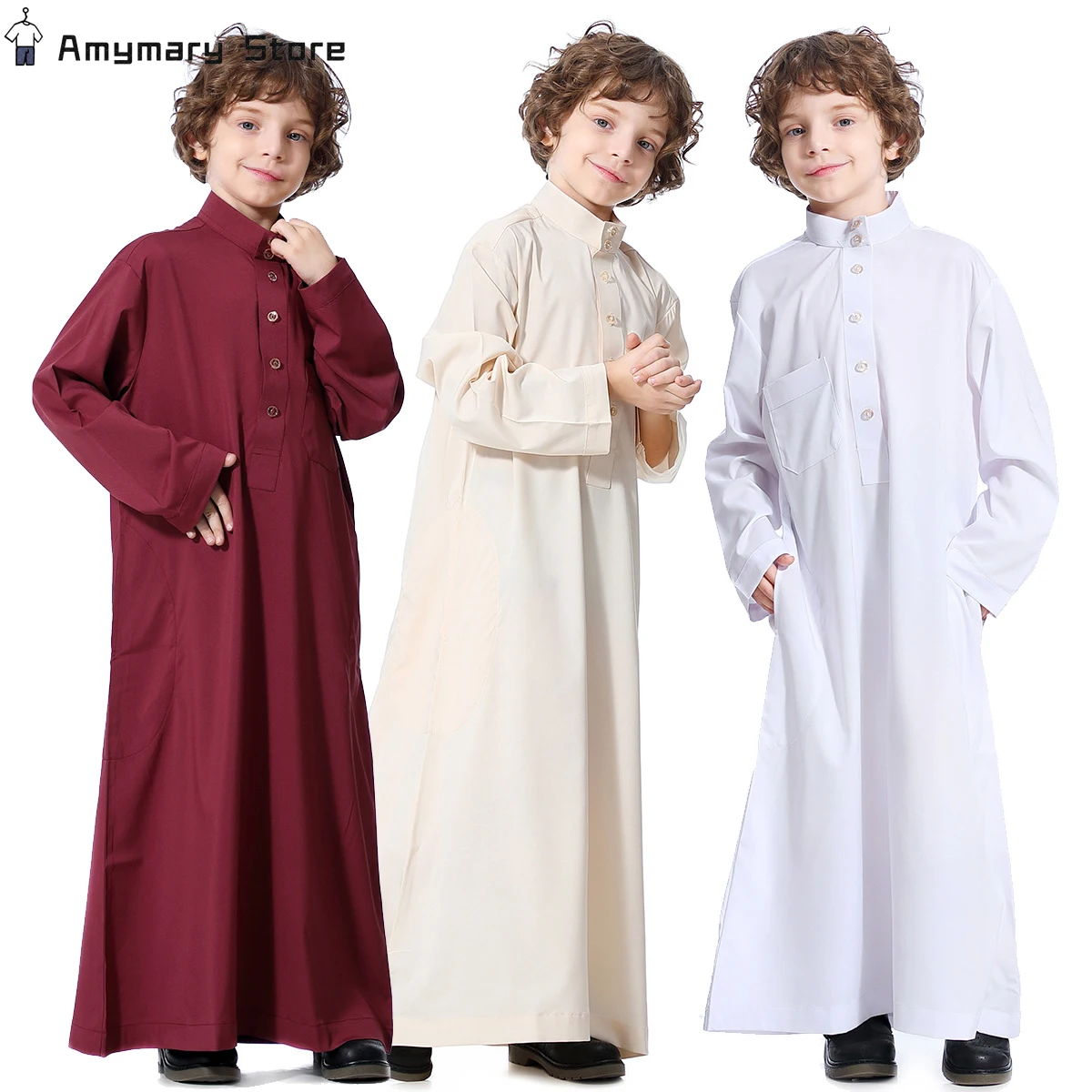 autumn muslim men jubba thobe long dress kimono long robe saudi musulman stand collar abaya caftan islam dubai arab long dresses Muslim Children Abaya Ramadan Jubba Prayer Thobe Boy Long Dress Kids Caftan Islamic Robe Stand Collar Gown for Kaftan Dubai Arab