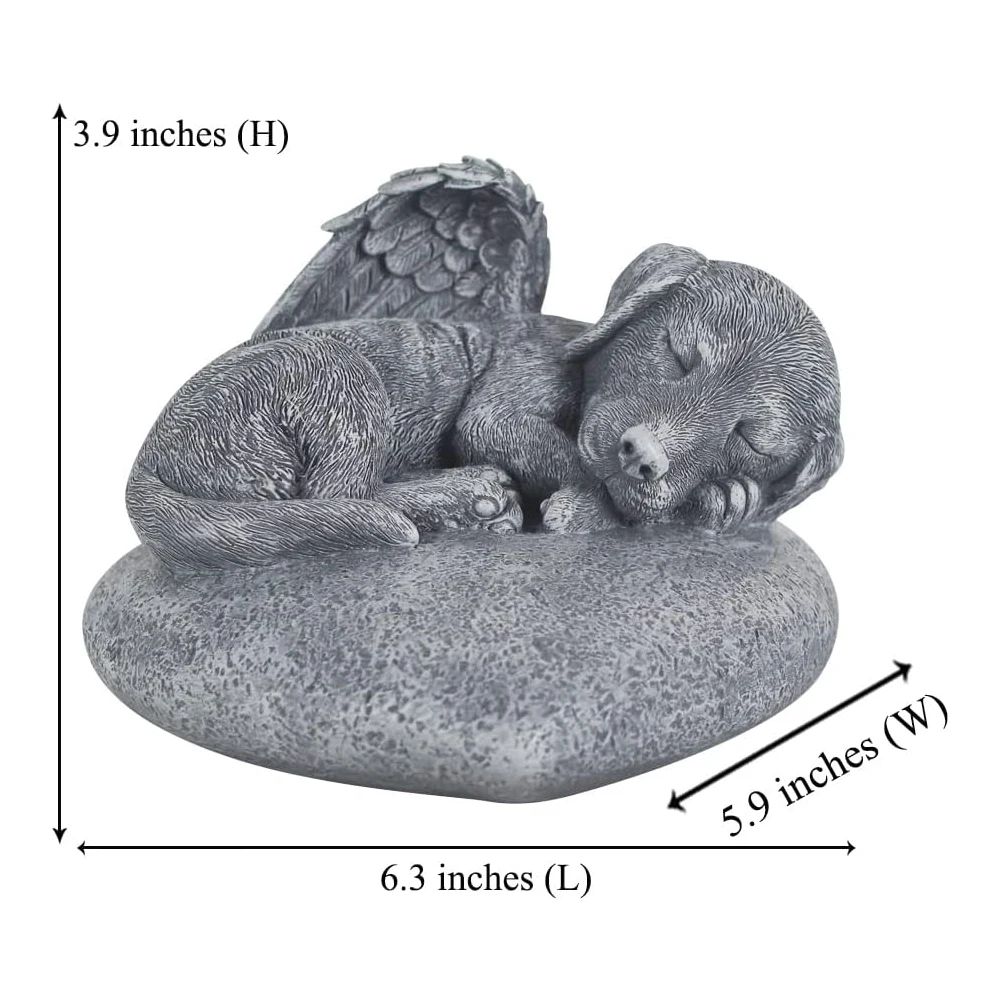 Dog statue memorial stones grave markers sleeping puppy heart-shaped stone gift for loss of dog