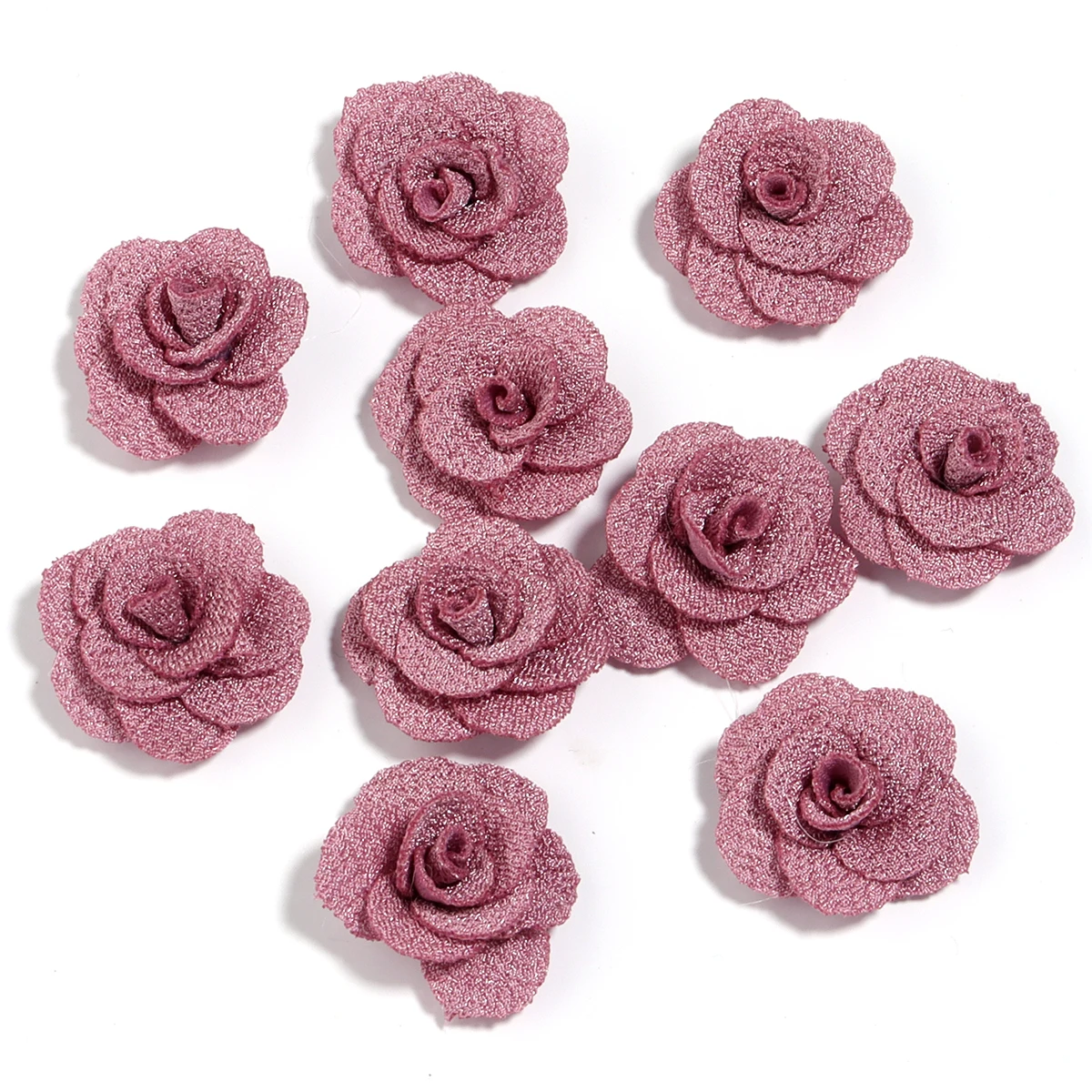 10-Piece Set of 3cm Handmade Three-Dimensional Rose Flower Accessories