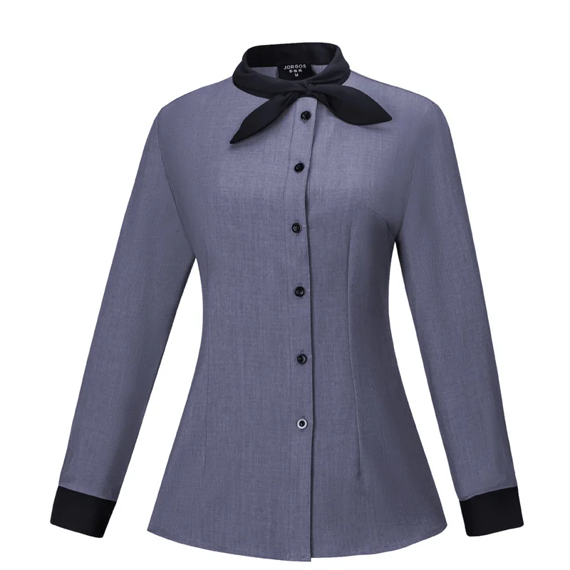 Hotel Catering Waiter Workwear Long-Sleeved Women\'s Shirt Western-Style Coffee Shop Bakery Hot Pot Restaurant Lobby Clothing