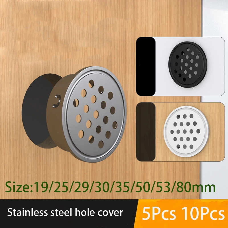 5-10Pcs White Stainless Steel Diameter 19mm-80mm Cabinet Air Vent Decor Cover Closet Shoe Wardrobe Mesh Hole Cover Exhaust Vent