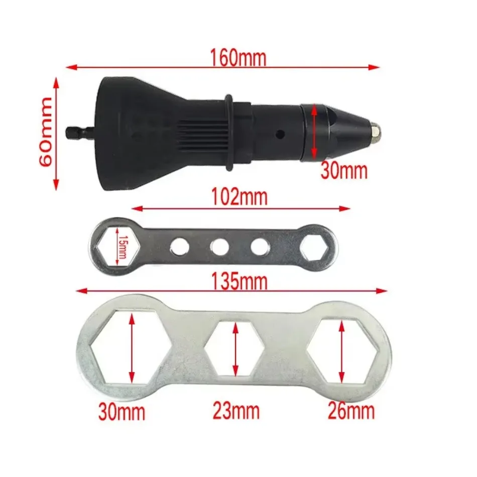 1 Pcs Electric Rivet Nut Gun Riveting Tool Cordless Rivet Drill Adapter Electric Rivet Gun Accessories Kit Tool