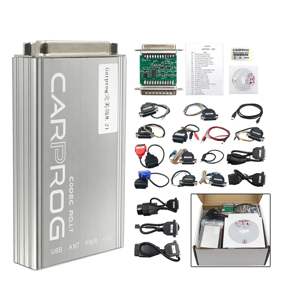 Online V8.21 Carprog Full Adapter V10.93 Car Prog 8.21 with keygen Programmer For Radio/Dash/IMMO/ECU Auto Repair Tool