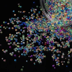 Mini Bubble Ball Beads - Tiny Crystal Glass Beads for DIY Crafting and Nail Art Decor (Random color mixing)