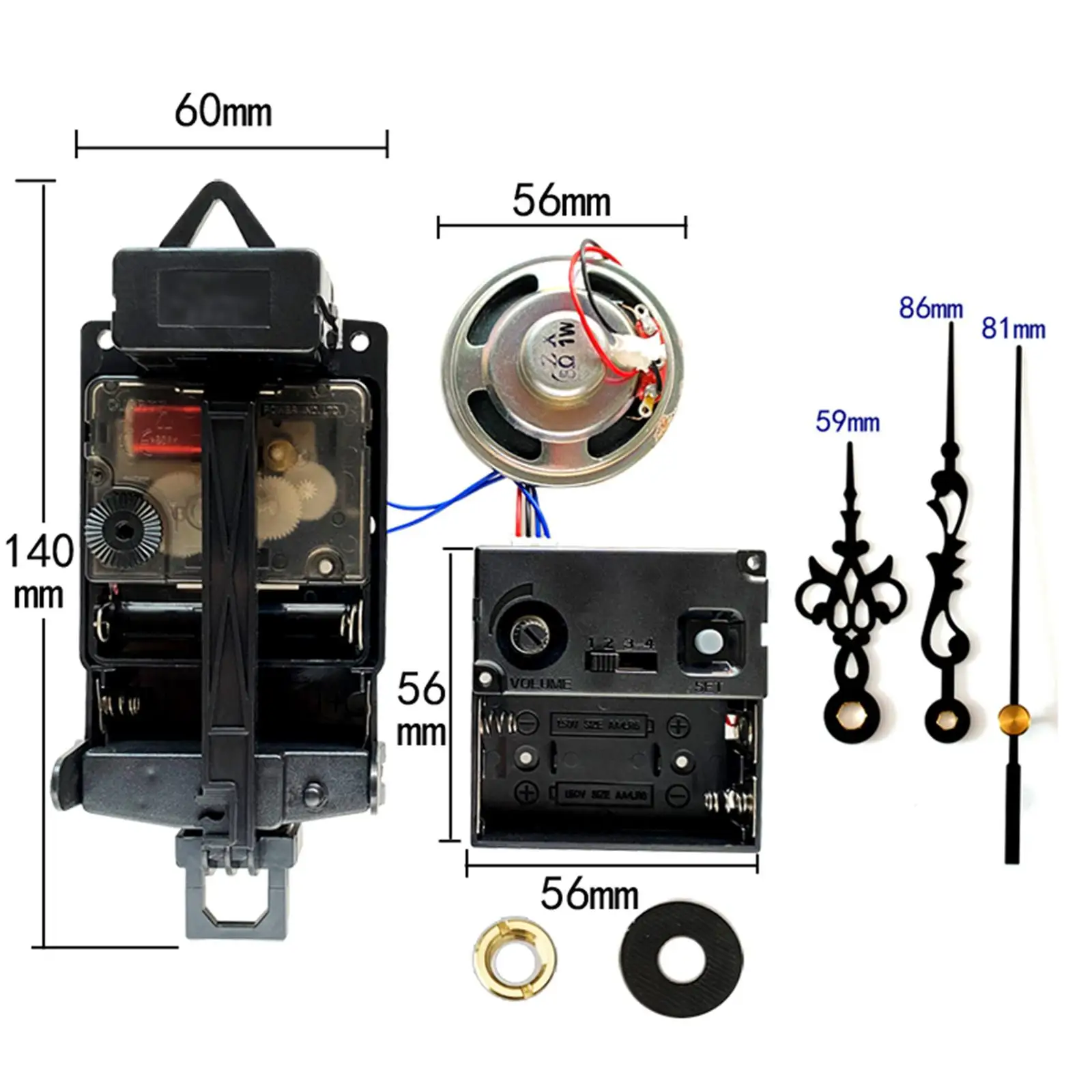 Pendulum Clock Movement W/ Hands Battery Operated Clock Accessories Melody Mechanism Clock Kit for DIY Custom Clock