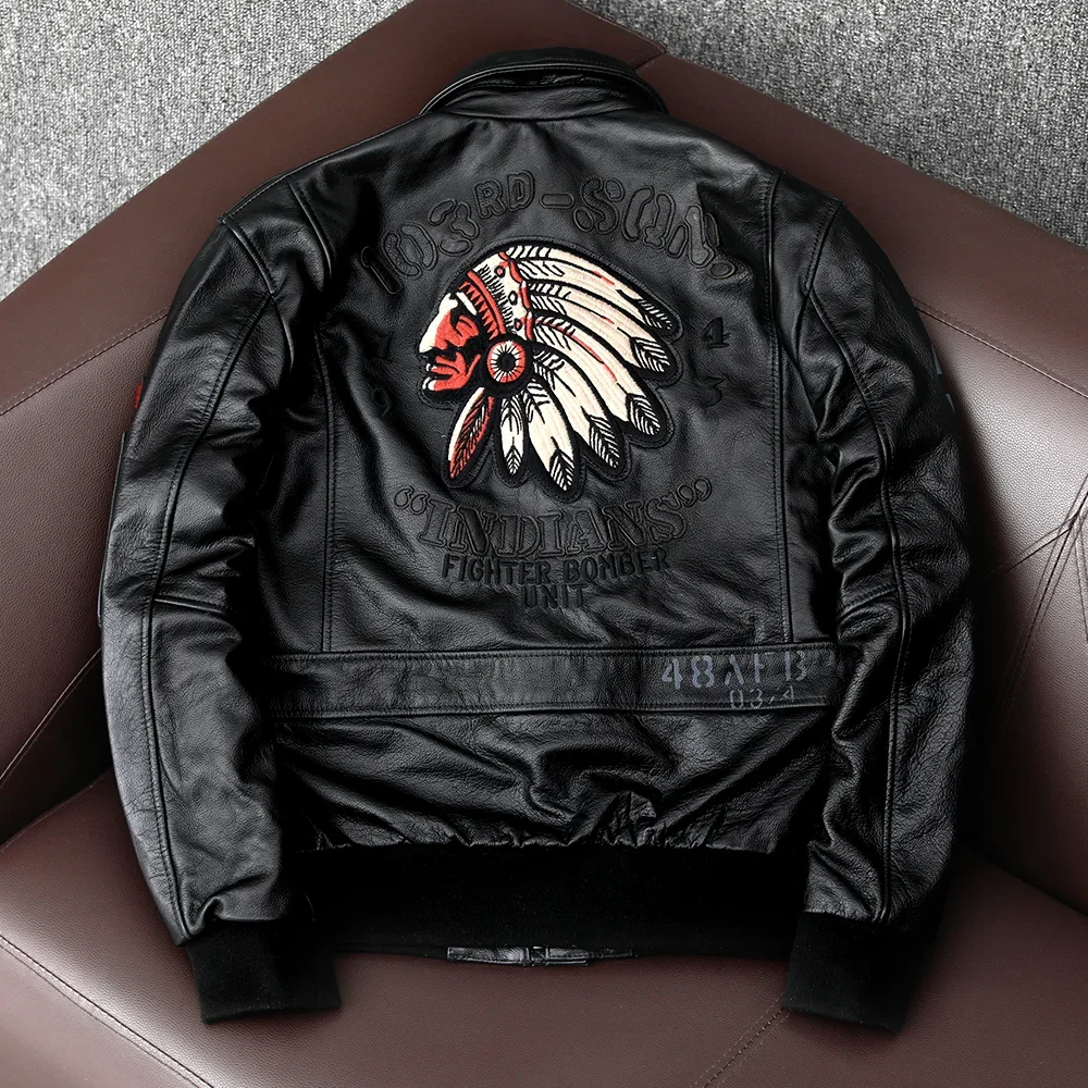 Blouson aviateur en cuir véritable pour homme
