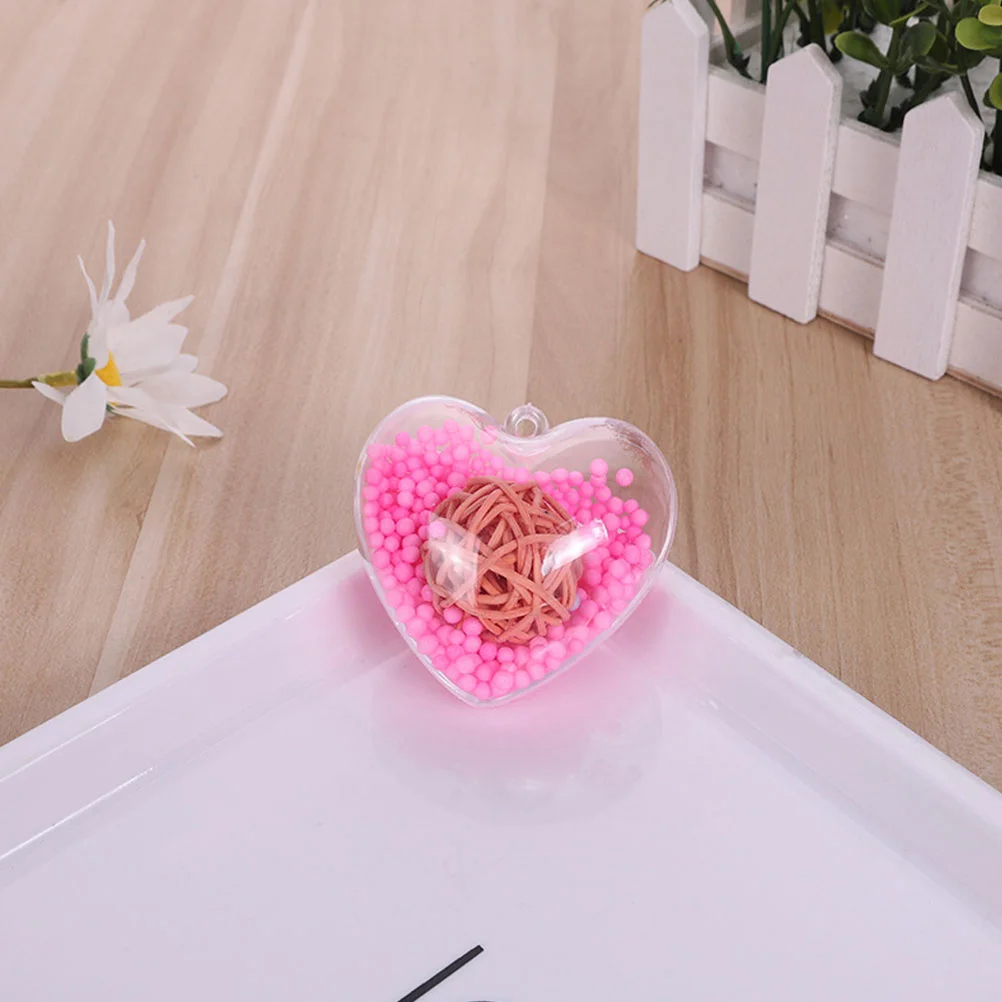 12 Pcs Fillable Hearts Shape Box Clear Heart Shaped Ball Plastic Heart Ball nament Valentine Decoration Hanging Decorations Home 5