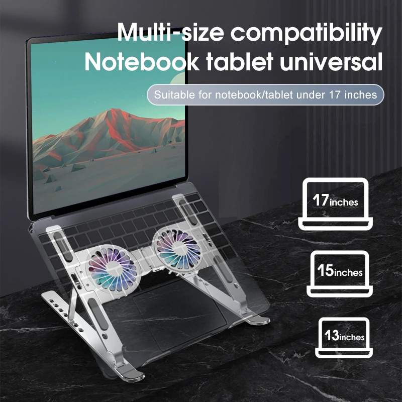 

Gaming Notebook Tablet with LED Cooling Fan Tablet Bracket Folding Holder For Within 17 Inches Macbook HP DELL Laptop Stand