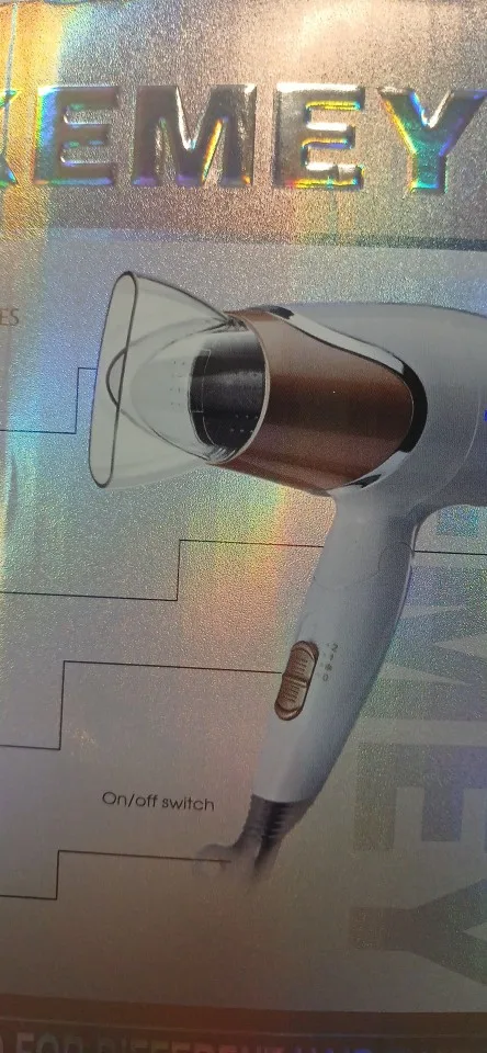 Kemei Compact Travel Hair Dryer with Folding Handle Mini Portable Powerful Blow Dryer with Heat Protection Include Concentrator photo review