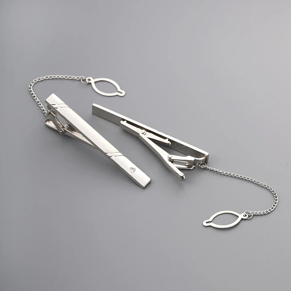 Tie Clips Classic Necktie Clip For Business Men Silver Color Crystal Decor All Match Short Fashion Wedding Ornaments