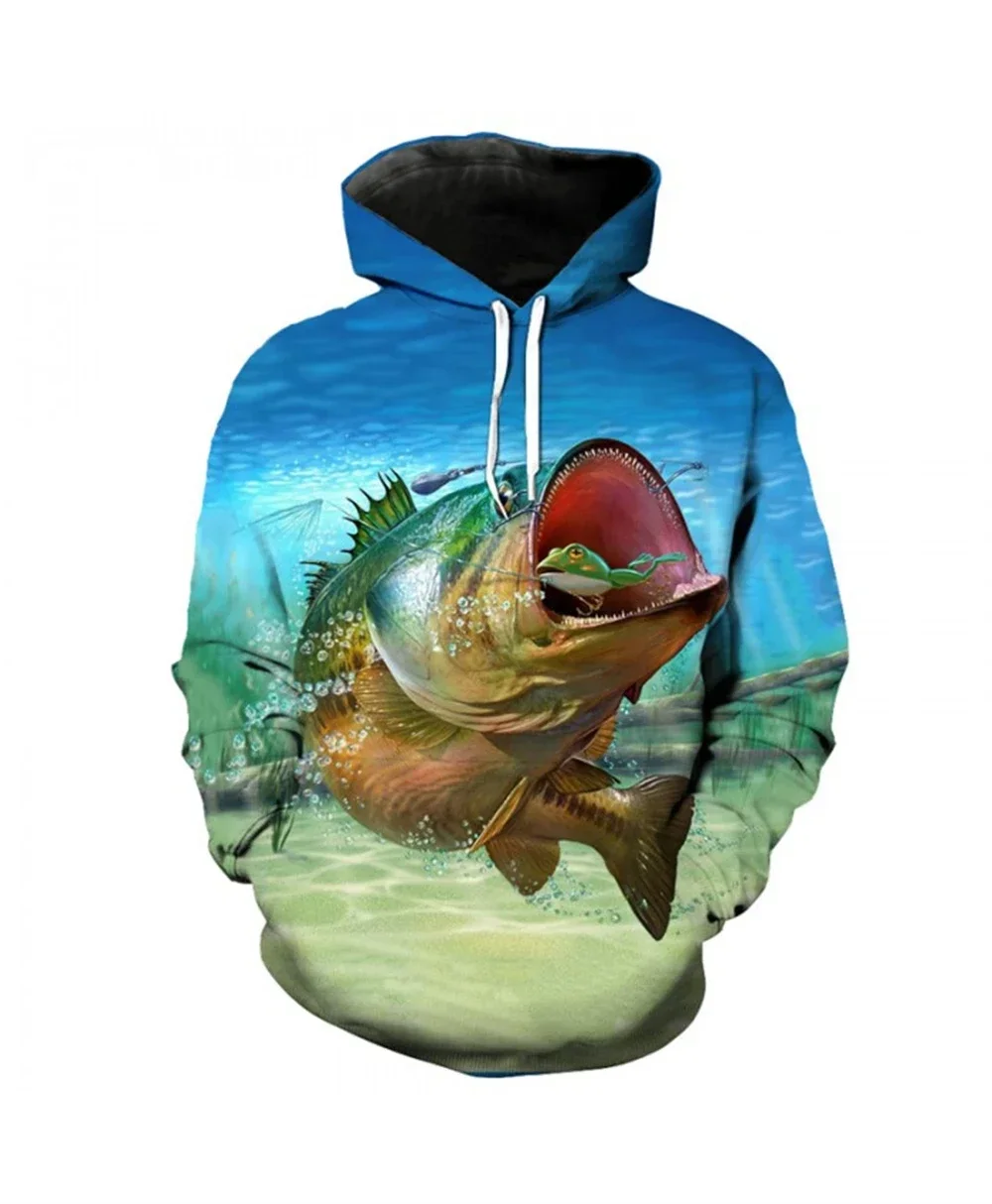 thumbnail image 1 of Sudadera con capucha para hombre, diseño de peces, estampado 3D, para amantes de la pesca, informal, de manga larga, ropa deportiva de gran tamaño, 6XL, 1 of 4