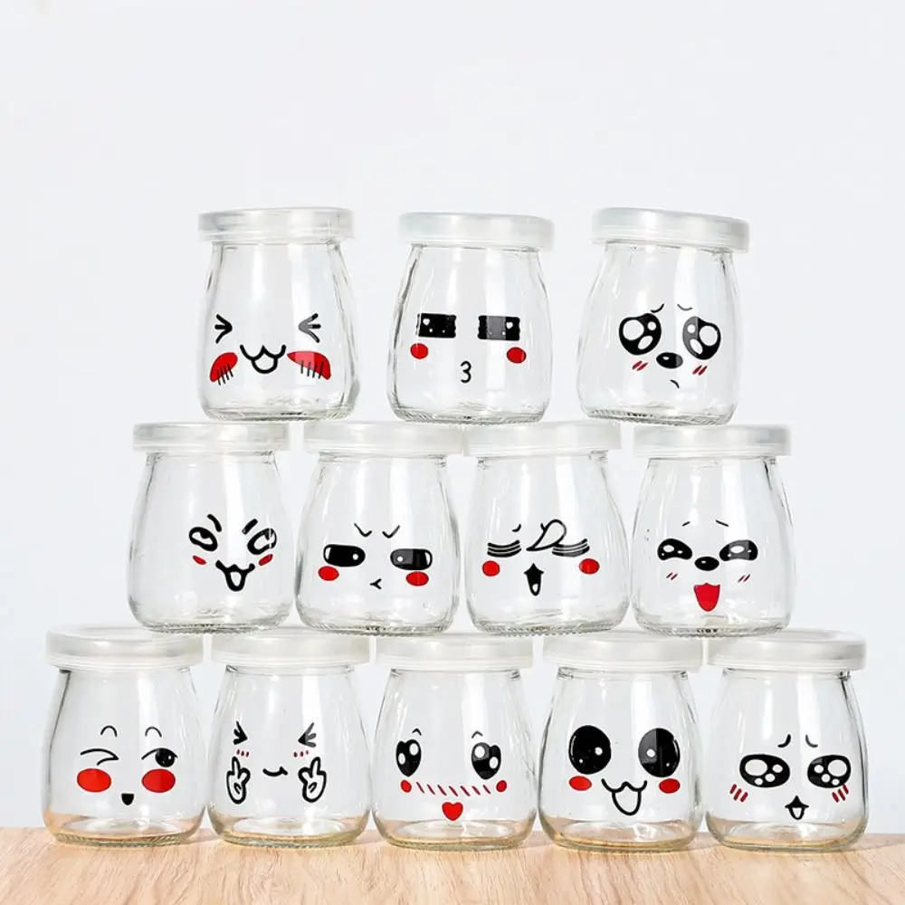 1Pcs Wishing Bottle Mini Yogurt Pudding Glass Bottle Storage Cups with Lid High Temperature Resistant Homemade Y 3