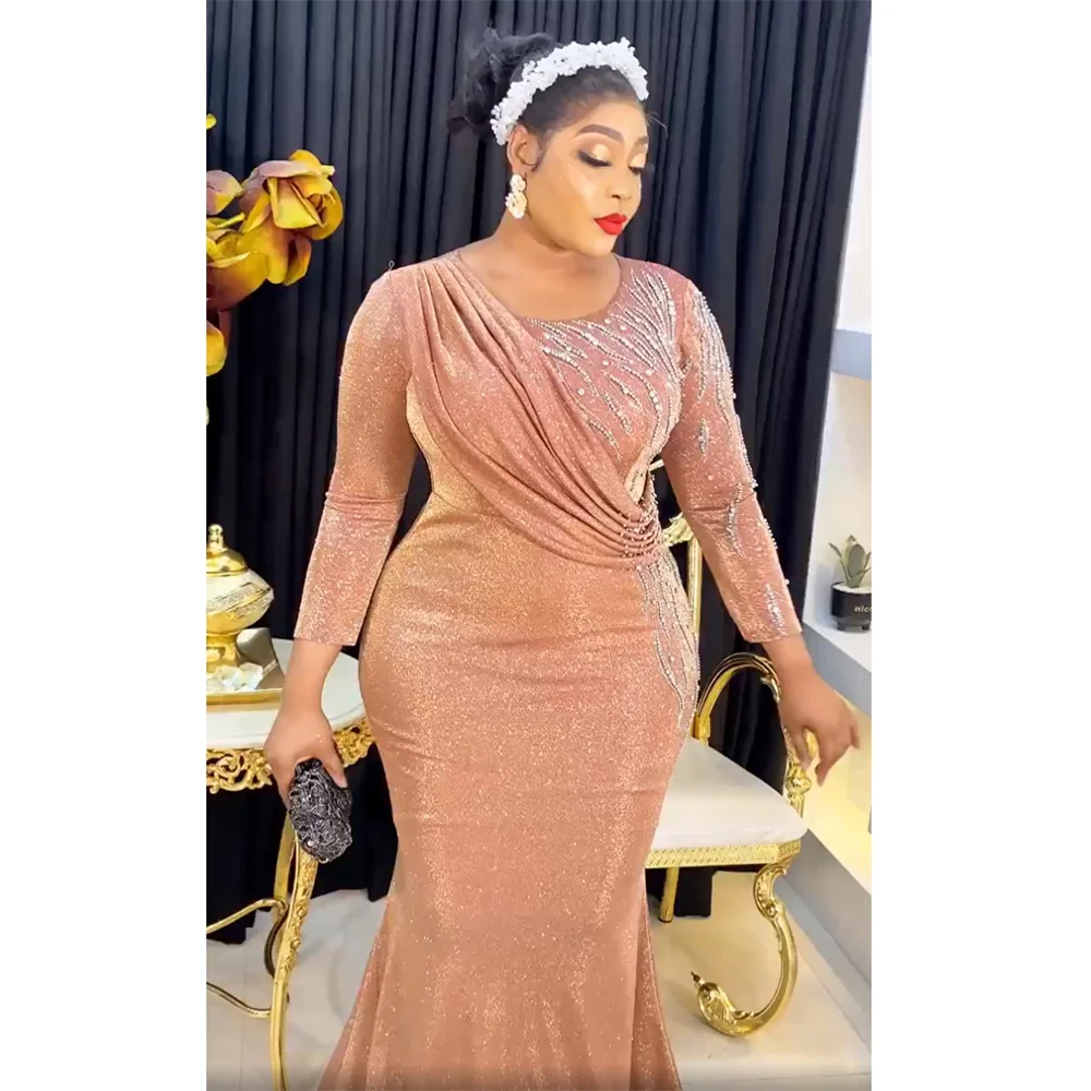 Long Bronze Evening Dress ABU2632 | Abiyefon.com