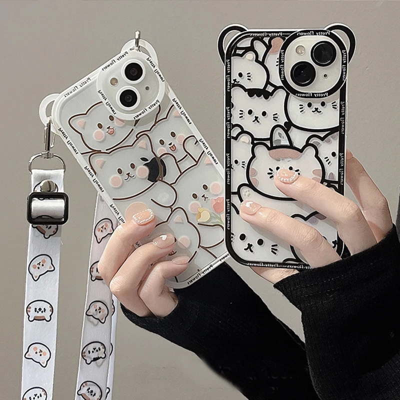 Criativo 3D cartoon animal capa dura para iphone, armadura para menina,  panda, coelho, tigre, dragão, gato, cão, astronauta, pro max, 13, 15, 11, 3d  - AliExpress