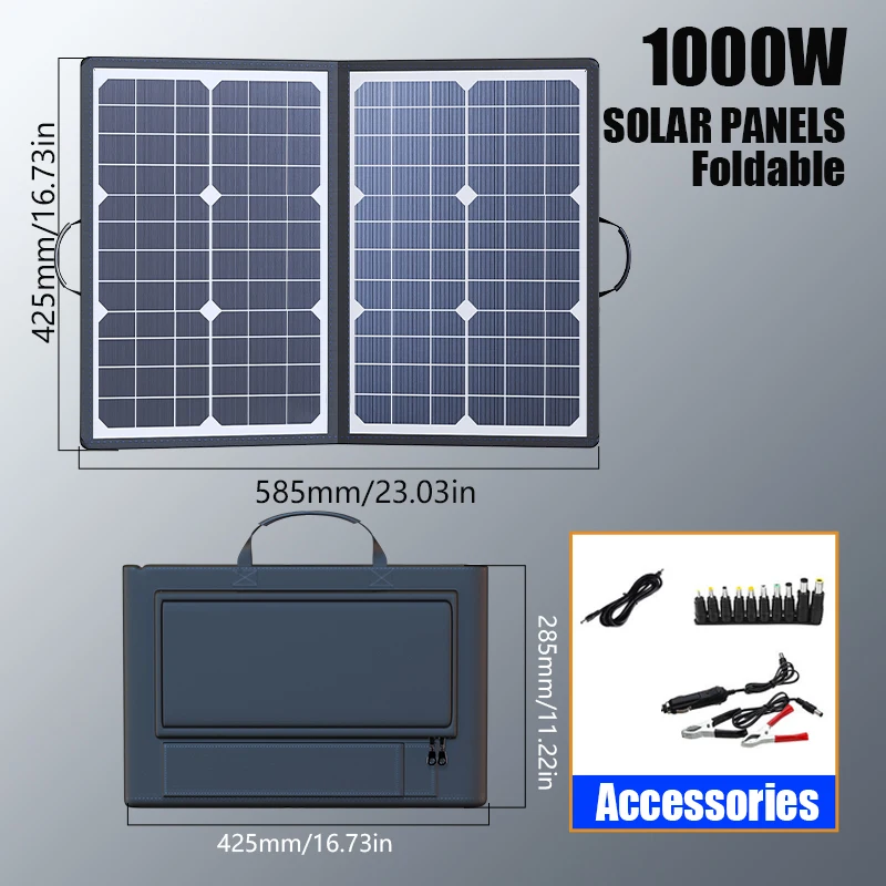 1000W  Solar Panel Kit Complete Camping Foldable Solar Power Station  Portable Generator Charger 18V for Car Boat Caravan Camp