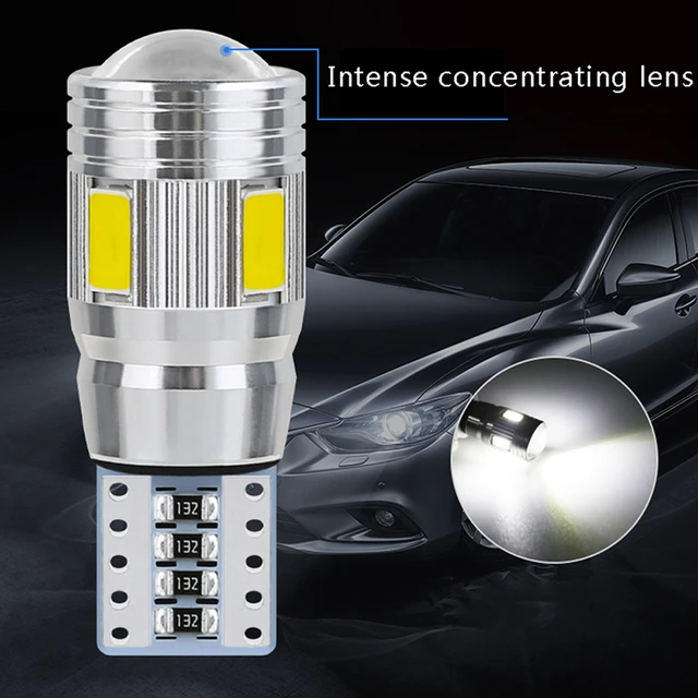 2x Car 5W5 LED Bulb T10 W5W LED No ERROR Signal Light Canbus 12V 6000K Auto  Claerance Wedge Side Reverse Lamps 5630 6SMD Lamp - AliExpress