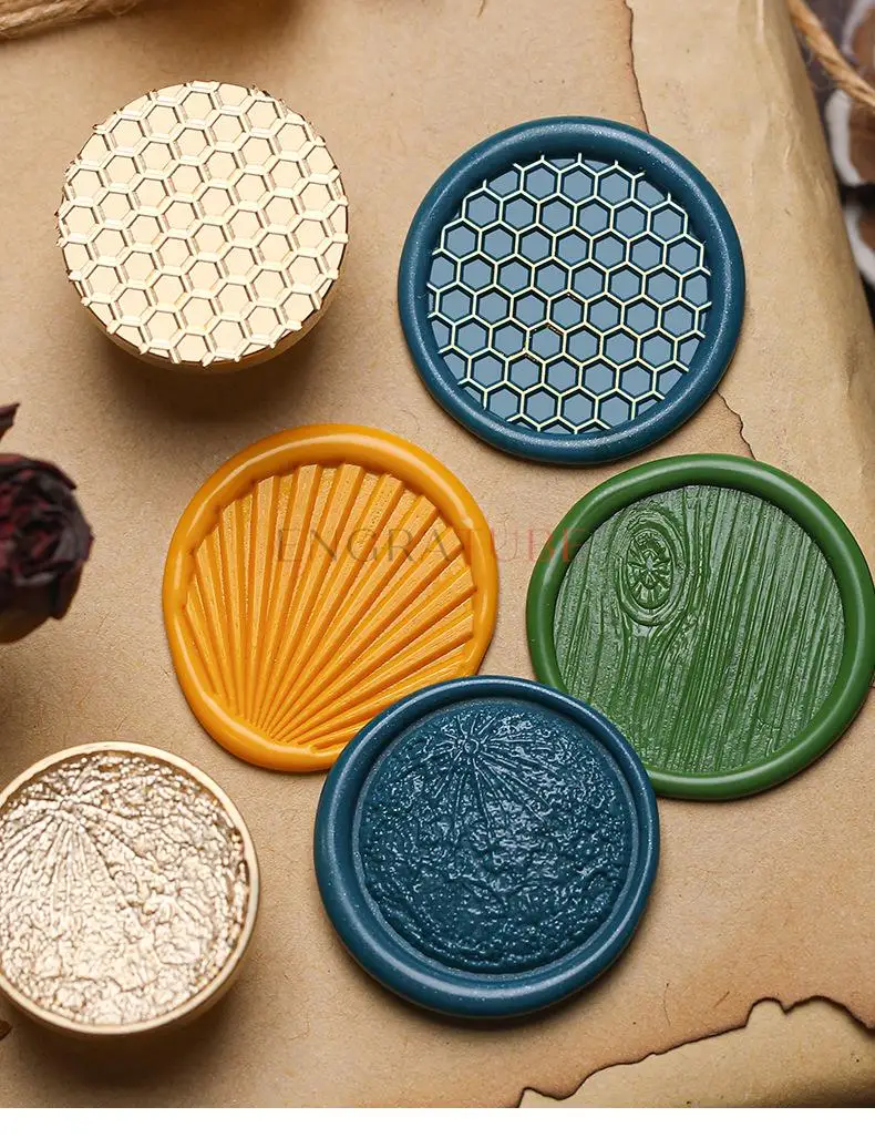 Description Picture 6 of item3D Sealing Wax Stamp Frosted Knitted Wood Ripple Texture Fern Monstera Botanical Pattern For Envelopes Invitation Gift Packaging