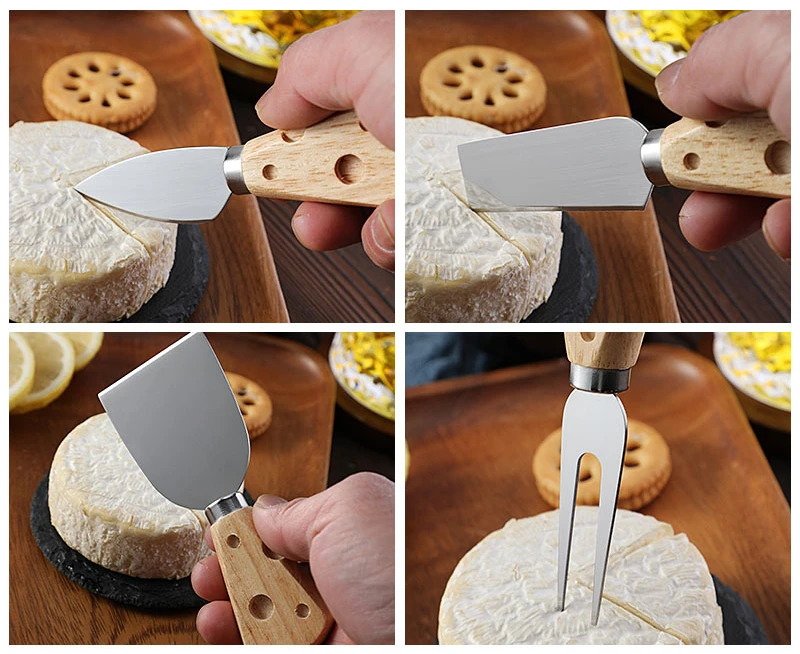 6 Piece Cheese Knives Set with Holder Mini Steel Stainless Cheese Knife Set for Charcuterie Cheese Slicerand Butter Cutter