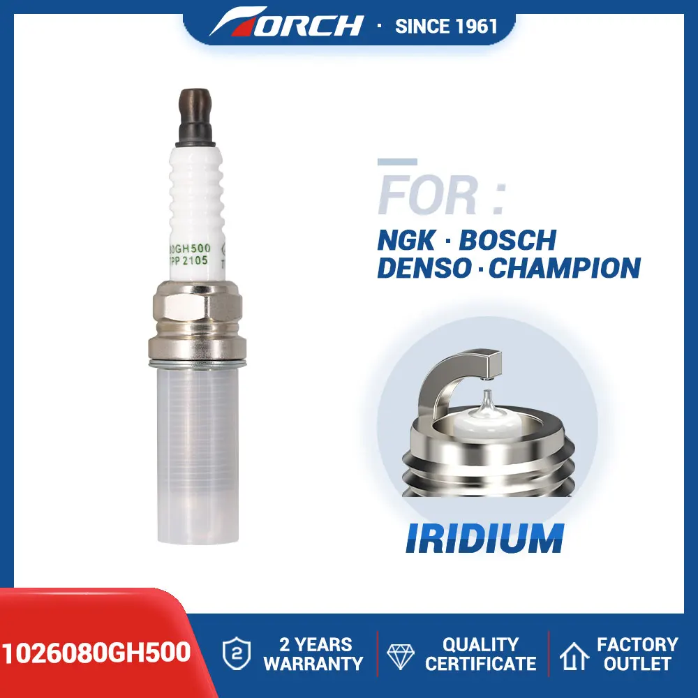

Hot Sale High Performance Torch Spark Plug 1026080GH500 Iridium Candel for Torch KL7RTI/KL7RTPP for JAC Engines Components