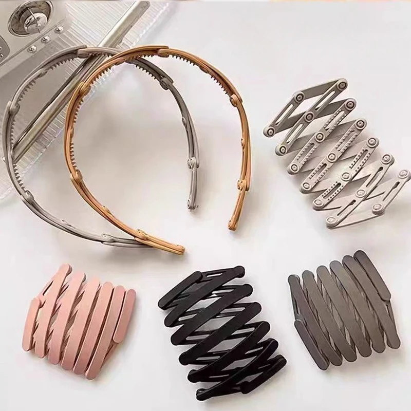 Portable Folding Hair Band Women Solid Color Non-Slip Headband Korean Face Wash Hairband Girls Hair Accessories