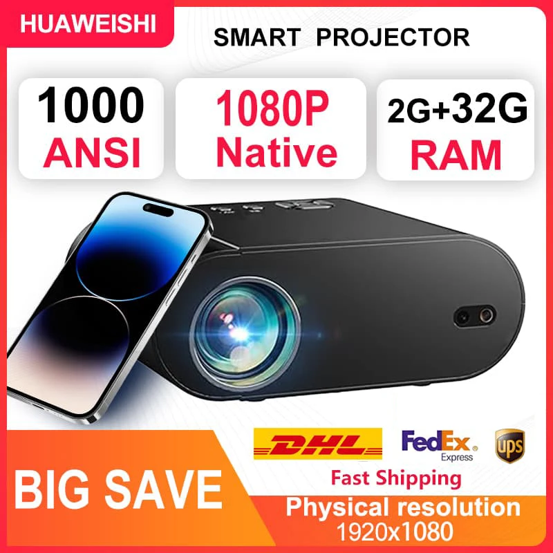 Eeenfy Mini Projector Smart TV With WiFi Bluetooth 600 ANSI, Integrated TV Operating System With Netflix, Electric Focus & Keystone Correction, Dolby Audio, Native 1080P, Ares A1 - View #5
