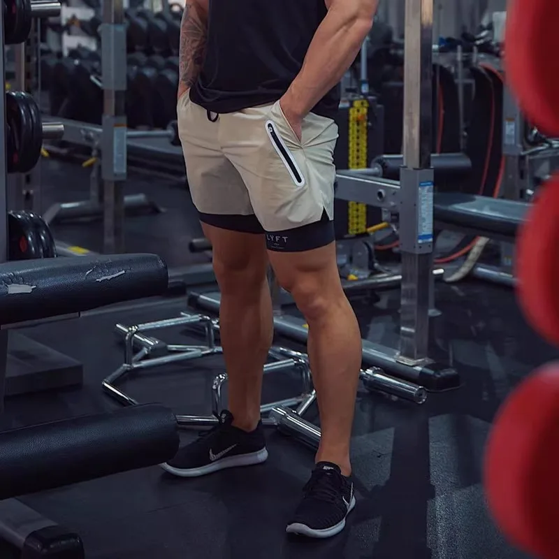 Running Training Men's Sports Shorts Double-layer Anti-glare Quick-drying Fitness Shorts 5