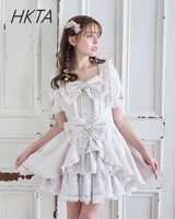 Liz Dress Set Women Outfit Japanese Cute Girl Mini Mass Production Sweet Bow Short Sleeve Lolita Cake Dress Shorts Two-piece Set - Image 3