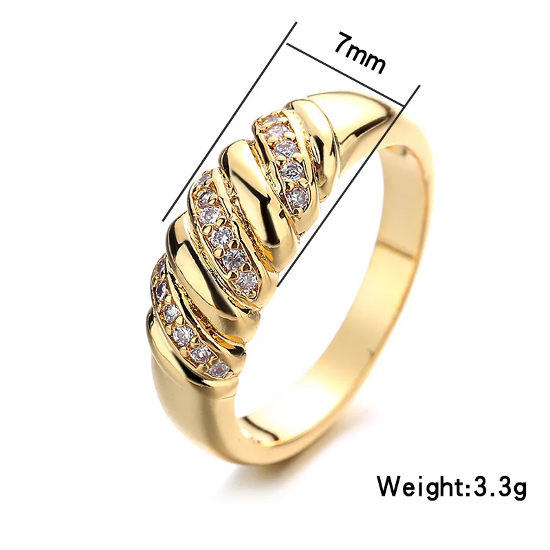 Chunky Croissants Rings for Women Vintage Gold Color Statement Ring Finger Accessories Fashion Trendy Jewelry KAR210