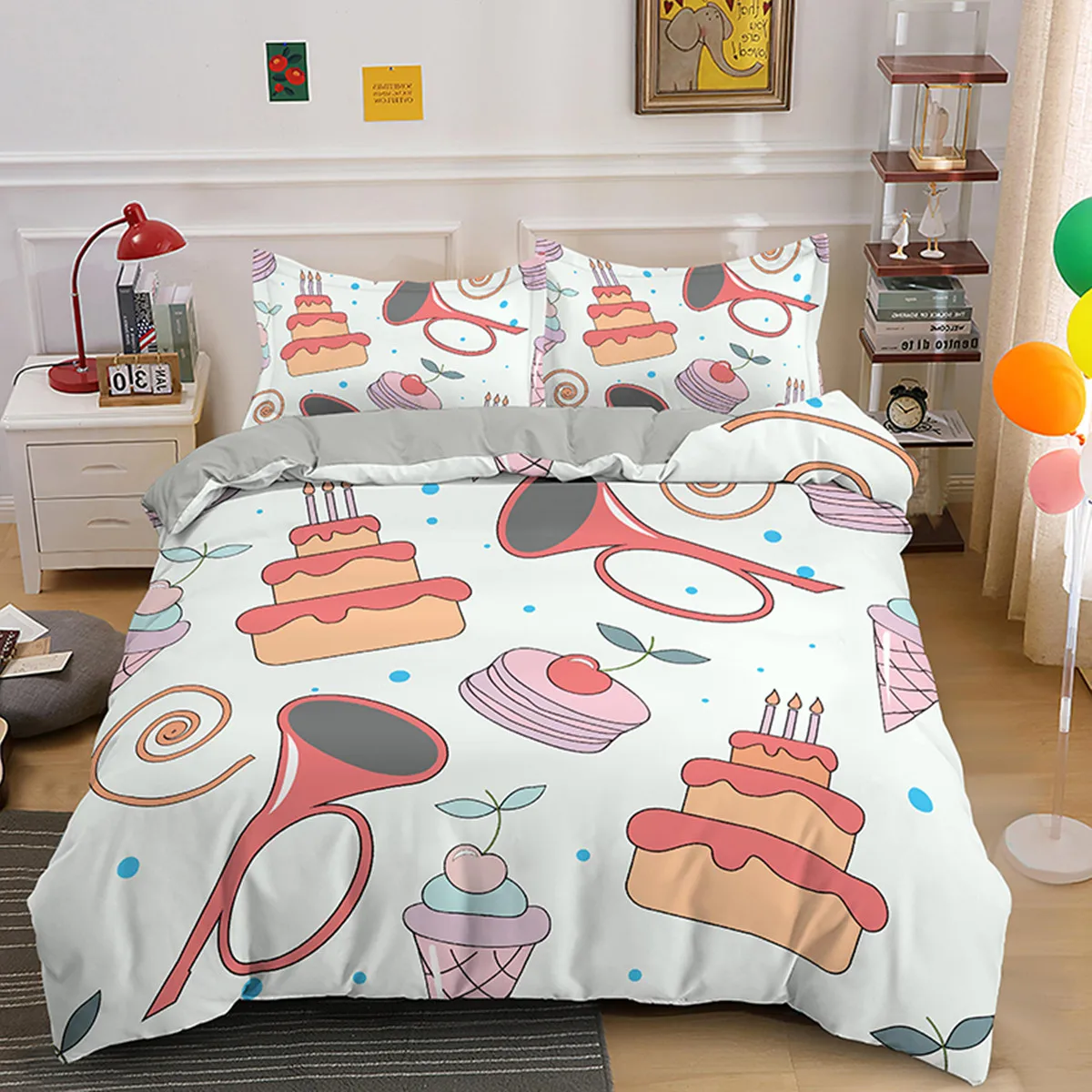 

Cartoon Cake Duvet Cover Dessert Cupcake Ice Cream Children Happy Birthday Polyester Quilt Cover Kids Gifts Bedroom Decorations