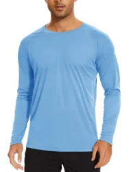 TACVASEN Men's Summer Sun Protection UPF 50+ Quick Dry Long Sleeve Performance T-Shirt - CN 3XL(US 2XL) (Waterfall Blue)