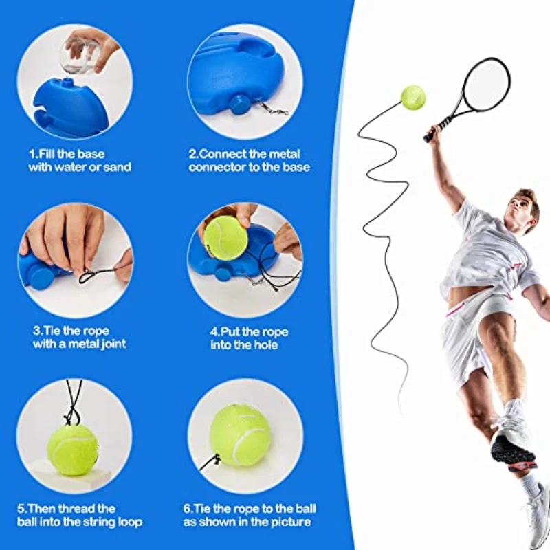 Solo Tennis Trainer Rebound Portable Tennis Equipment for Self-Practice Vibration Dampeners Works for Kids Beginners