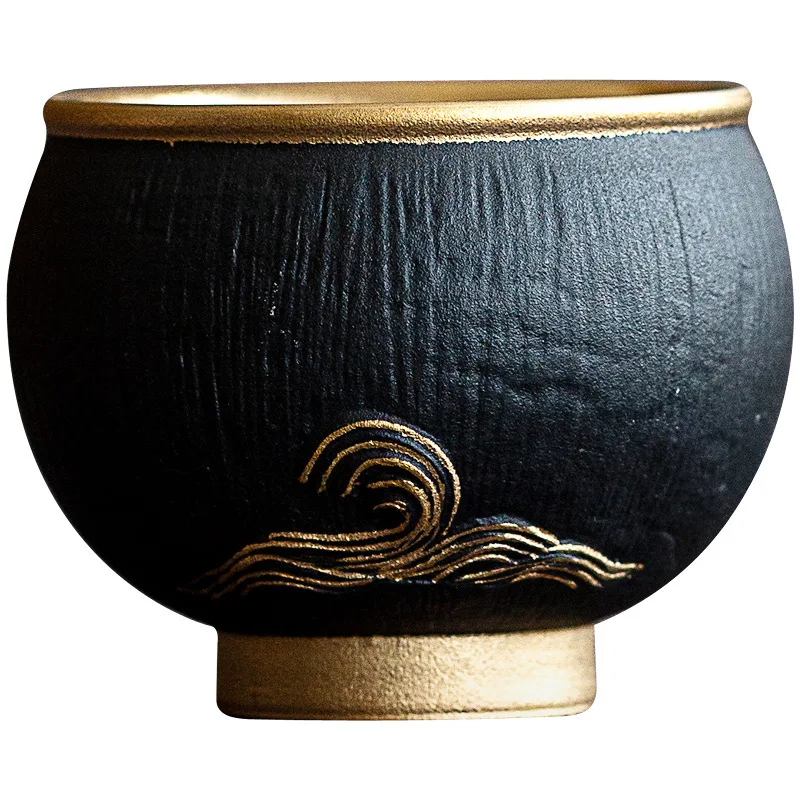 Coarse pottery ceramic master cup, high-end Chinese retro tea drinking cup gift box, a must for gifts at the company's annual